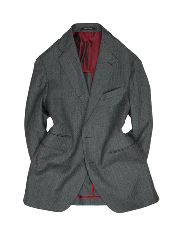 Rose & Born  - Grey Herringbone 3-Piece Flannel Wool Suit 50