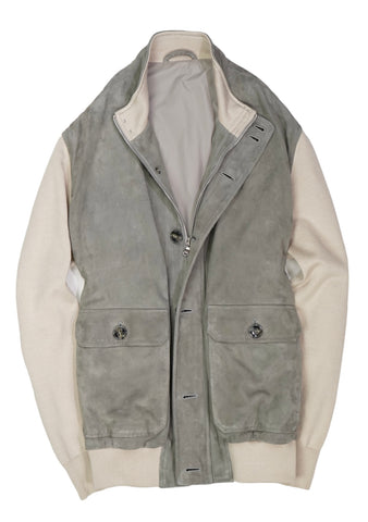 Barba Napoli - Grey Suede Leather Jacket 52