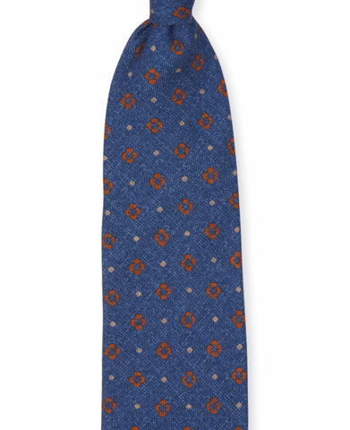 Barba Napoli - Florals on Blue 5-Fold Wool Tie