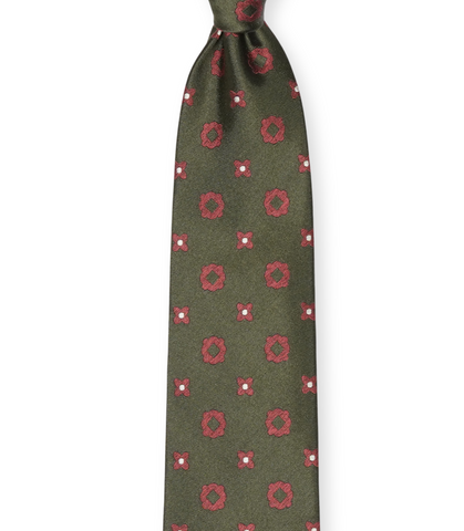 Barba Napoli - Florals on Dark Green 5-Fold Silk Tie