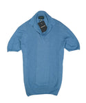 Cavour - Light Blue Knitted Short Sleeve Polo L