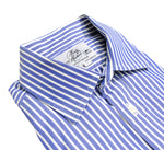 Harvie & Hudson - Navy/White Striped Poplin Cotton Shirt 41 Reg