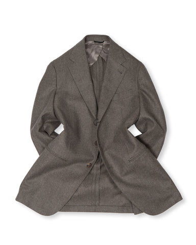 Berg & Berg - Dark Taupe Flannel Wool Suit (Unhemmed) 52