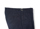 Cavour - Navy Cotton Single Pleated Trousers 48