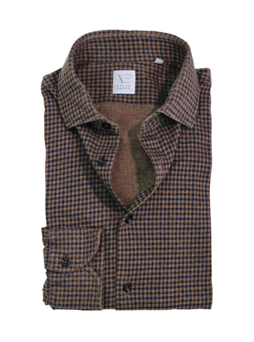 Xacus - Brown Gun Club Checked Flannel Shirt 42