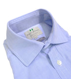 Harvie & Hudson - Light Blue Herringbone Twill Cotton Shirt 41 Reg