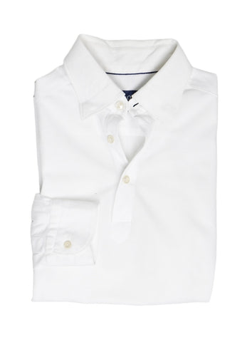 Eton - White Cotton Pique BD. Popover Shirt M