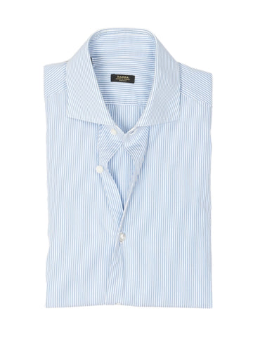 Barba Napoli - Blue/White Striped Poplin Shirt 39