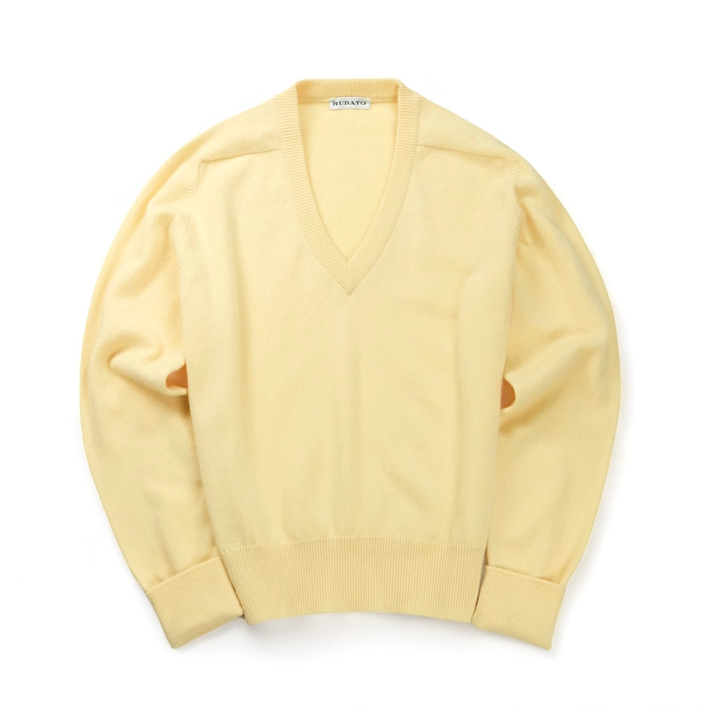 Rubato Pale Yellow Lambswool VNeck Knit M Vangelis