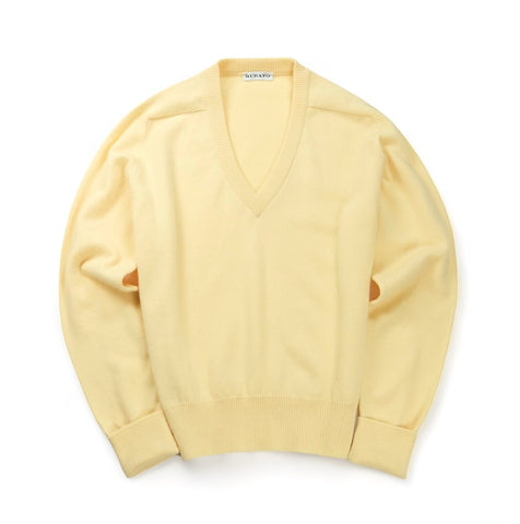 Rubato - Pale Yellow Lambswool V-Neck Knit M