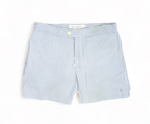 Coast Society - Blue/White Striped Seersucker Swim Shorts M