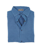AM Milano - Blue Cotton Pique One-Piece Collar Shirt S-M