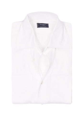 Moreau - White Herringbone Cotton Twill Shirt 39