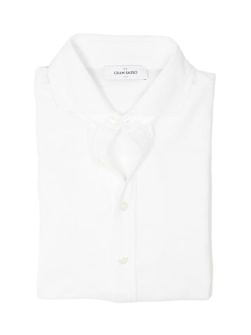 Gran Sasso - White Cotton Pique Popover Shirt 50