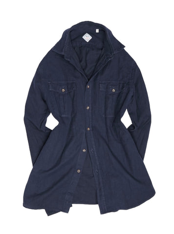 Xacus - Navy Herringbone Cotton Flannel Shirt M
