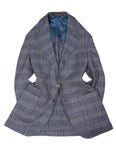 Oscar Jacobson - Blue/Grey Checked Super 100's Flannel Wool Sports Jacket 44