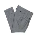 Grey Mid Rise Double Pleated Flannel Wool Trousers 50