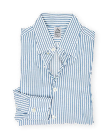 Finamore - Navy/White Striped Cotton Shirt 38