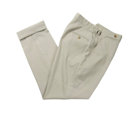 Luxire - Light Beige High-Rise Cotton Trousers 48