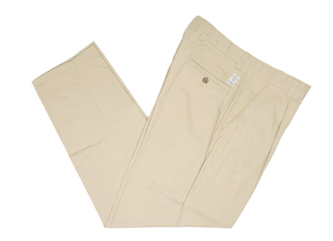 Eagle - Beige High-Rise Pleated Cotton Trousers 48