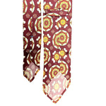 3-Folded Yellow/White Florals on Wine Base Silk Tie