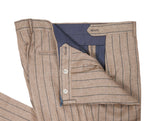 Barba Napoli - Brown Pinstripe DB. Linen Suit 52