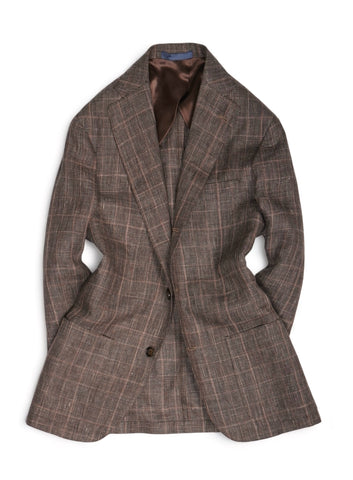 Barba Napoli - Brown/Terracotta Checked Linen Suit 50