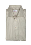 Stenströms - Beige Houndtooth Twofold Cotton Twill Shirt 41 (Short Sleeves)