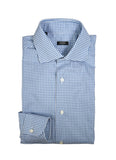 Barba Napoli - Blue Checked Spread Collar Shirt