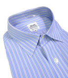 Budd - Blue/White Striped Poplin Cotton Shirt 41 Reg