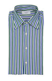 Mr Johnson's Wardrobe - Blue/Green Striped Spread Collar Shirt 41