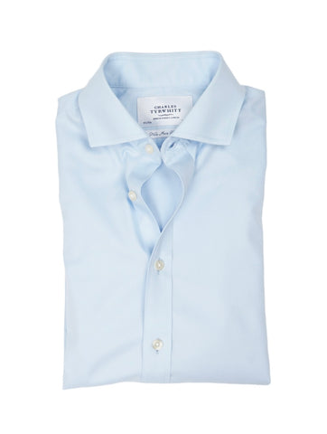 Charles Tyrwhitt - Light Blue Cotton Twill Shirt 39