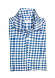 Stenströms - Blue/White Checked Twofold Cotton Twill Shirt 41 (Short Sleeves)
