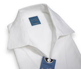 Barba Napoli - Crisp White Cotton/Linen Short Sleeve One-Piece Collar Popover Shirt 41