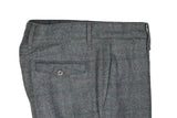 Incotex - Grey Windowpane Mid Rise Flannel Wool Trousers 48