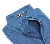 AM Milano - Blue Cotton Pique One-Piece Collar Shirt S-M