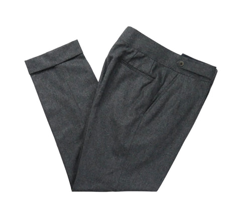 Luxire - Grey High-Rise Flannel Wool Trousers 48