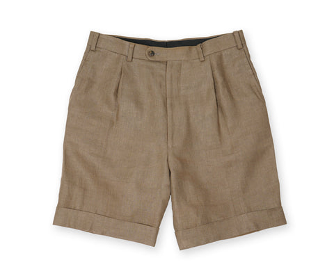 Blugiallo - Brown High Rise Linen Shorts 46