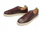 Sweyd - Wine Red Grained Leather Sneakers 41