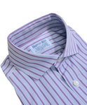 Hilditch & Key - Striped Purple Poplin Cotton Shirt 41 Reg