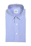 Budd - Blue/White Striped Poplin Cotton Shirt 41 Reg