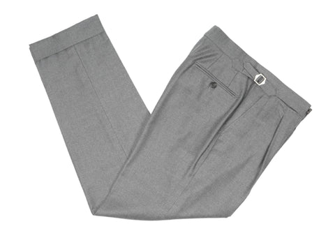 Luxire - Grey High Rise Pleated Flannel Trousers 48