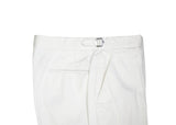 Luxire - Off White High Rise Pleated Cotton Trousers 48