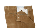 Light Brown High-Rise Pleated Corduroy Cotton Trousers 50