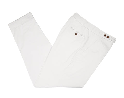 Luxire - Off-white High-Rise Cotton Twill Trousers 48