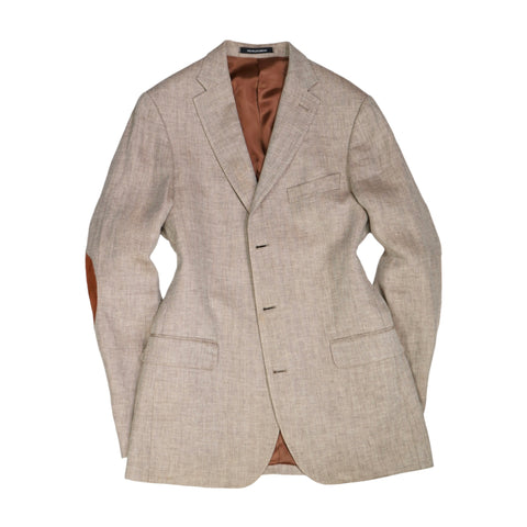 Oscar Jacobson - Brown Herringbone Linen Sports Jacket 150