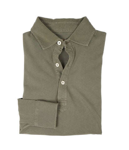 Ströms - Green Cotton Pique Popover Shirt M