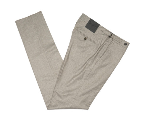 Marco Pescarolo - Taupe Flannel Wool Trousers 46 Unhemmed