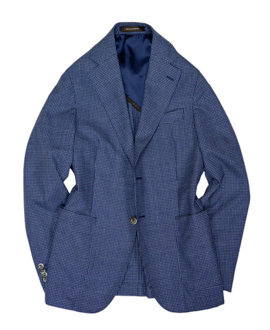 Oscar Jacobson - Blue/Navy Checked Wool Sports Jacket 48