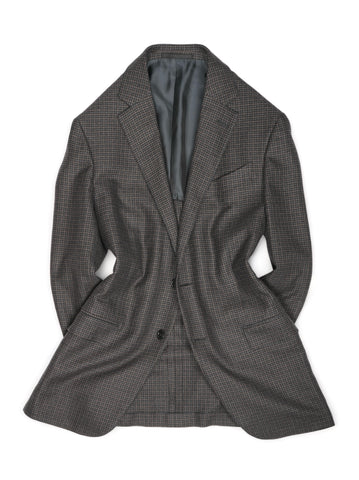 Ermenegildo Zegna - Navy/Brown Checked Silk/Cashmere Flannel Sports Jacket 50